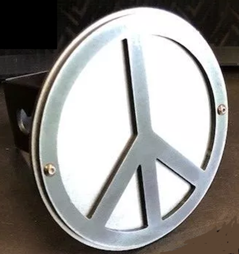 Steel 3D Peace Sign Hitch Plug